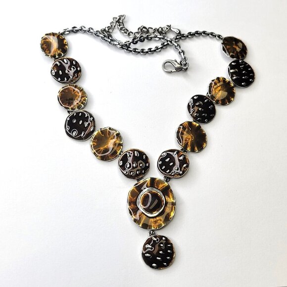 Brown Disc Necklace - Picture 1 of 15